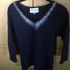 Christine Alexander Black Top with Silver Embellishments